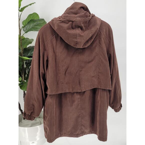 Preswick & Moore Womens Brown Detachable Interior Lining Hooded Nylon Jacket L - Picture 4 of 12